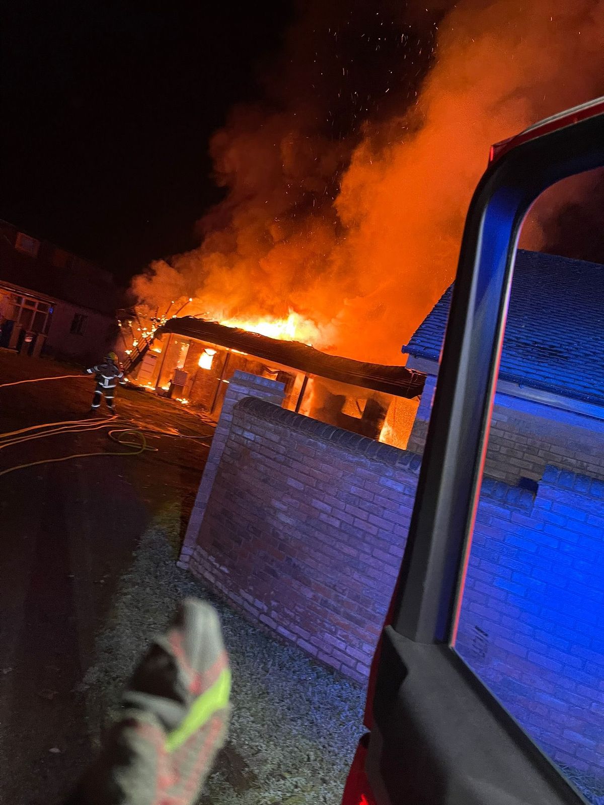 Three fire crews tackled a barn fire near Bridgnorth