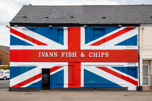 Ivans Fish and Chips in Cradley Heath have painted the front of their shop with a Union Jack for the Queen's Jubilee..