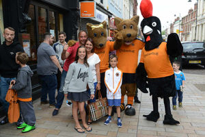 Fans meet Wolves mascots and the Nando's cockerel Barci