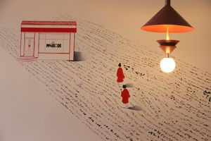 The home made paint on the wall
