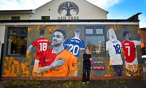 Artist Lucy Danielle has painted a huge football mural on the side of the Ash Tree pub, Dudley Road, Wolverhampton, which features former Wolves player Diogo Jota.
