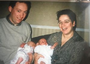 Neil and Linda with the twins