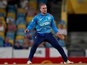 Liam Livingstone bowling for England