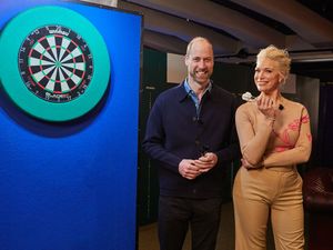 Supporting image for story: William chats about environment over darts and a pint with Hannah Waddingham