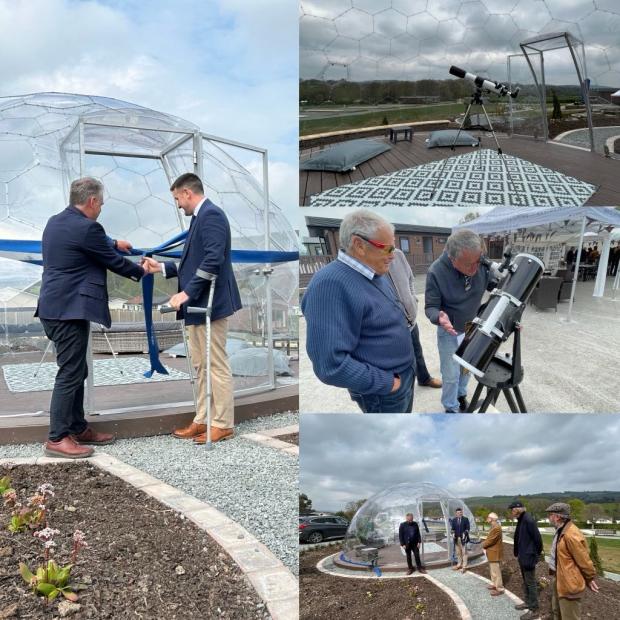 MS Senedd Member James Evans on the right cutting the ribbon Image: Discover Park