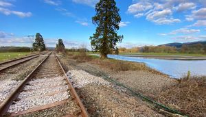 Work on the washout of the Cambrian Railway at Welshpool as it started