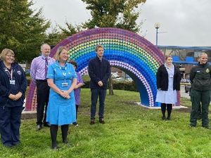 Supporting image for story: Rainbow sculpture created in Shropshire to thank key workers is unveiled at hospital