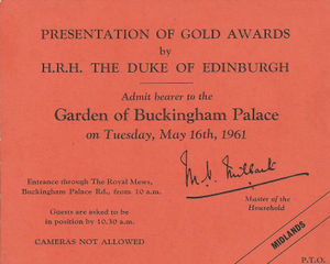 A treasured invitation to Buckingham Palace.