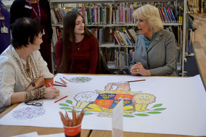 The Duchess of Cornwall meeting visitors to Walsall Central Library and Archives 