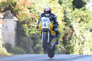 Rutter gets some serious air at Ballacrye during the Superbike Classic TT. Picture: ottpix@btinternet.com 