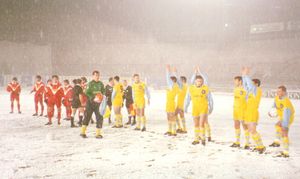 Albion players before the game photographed by Dean Walton. The Baggies fan charted Albion's adventure and other Anglo Italian Cup games in his book, Born to be a Baggie