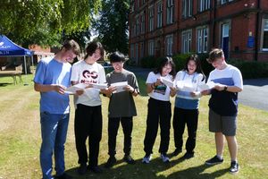 Pupils check out their results