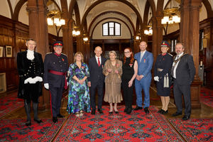 The five medal recipients, centre, visited County Buildings to receive their honours (recipients from left to right: Tracey O’Flaherty, Andrew David Buttery, Valerie Neale, Elisabeth Brownlees and Gavin Brownlees)