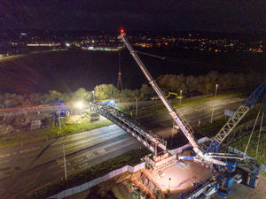 Supporting image for story: 'Super bridge' craned into place over A5 at Oswestry ahead of business park construction