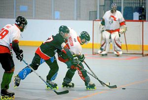 Players hard at it during the record breaking game
