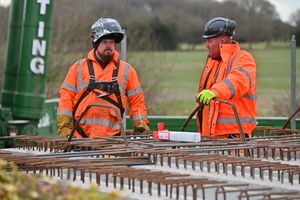 Bridge building workers.