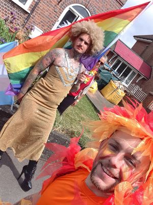 Lee Walker, Ethan Hill, Fern and Jme Eglington have hosted their own LGBTQ Pride parade in their Coseley street 