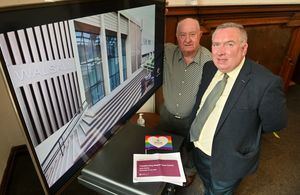 Councillor Mike Bird and Councillor Adrian Andrew, leader and deputy leader of Walsall Council, unveil ambitious plans to transform the town centre with CGIs showing how it will look in future