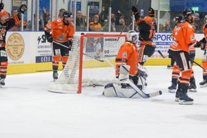 Joe Aston looks back after scoring. Picture: Steve Brodie