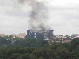 Supporting image for story: Smoke pours above West Bromwich during demolition site fire