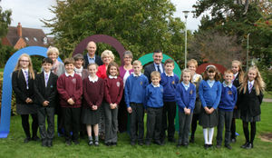 Pictured with pupils from the new Year 7s at Oldbury Wells School are pupils from St Leonard’s, Alveley and Castlefields Schools with from left, Judy Mondon Chair of Governors, Oldbury Wells School; Richard Wassell Vice Chair of St Leonard’s School; Jane Ashling Chair of Governors, St Leonard’s School; Kay Ferriday Headteacher St Leonard’s, Sarah Godden, Paul O’Malley Headteacher Alveley, and Jackie Hampson Headteacher Castlefields.