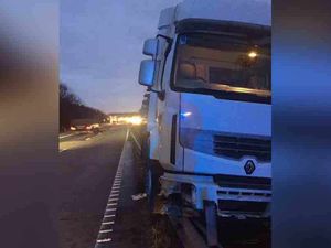Supporting image for story: One lane of M54 closed after lorry crashes into barrier