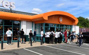 Customers queued up at the entrance to get their hands on the chicken