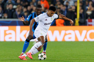 Club Brugge's Joel Ordonez and Aston Villa's Ollie Watkins