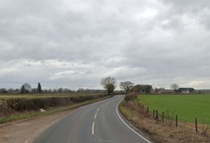 The A495 between Bronington and Welshampton was closed for several hours on Sunday afternoon. Photo: Google
