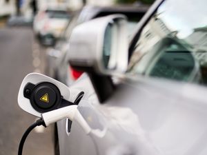 An electric car being charged