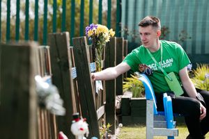 Robert Roden with his dad's plaque