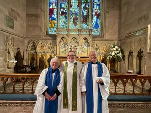 Rev. Merry Smith with readers, Sandra and Eddie