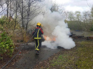 Supporting image for story: IN PICTURES: Firefighters tackle blaze after 20 lorry tyres torched in Wednesbury
