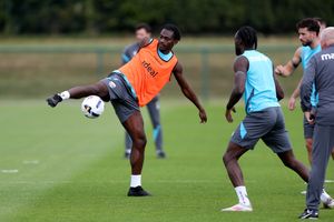 Ousmane Diakite, left, in action during training. (Photo by Adam Fradgley/West Bromwich Albion FC via Getty Images)