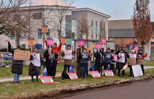 Nurses on the picket line outside the Robert Jones and Agnes Hunt Orthopaedic Hospital