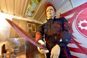 Michael Myers from Halloween and a suit that his son: Logan Marshall has been working on