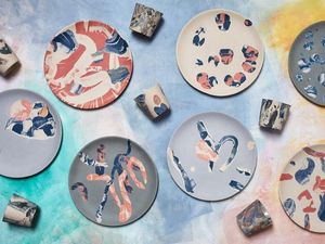 Supporting image for story: All of this beautiful tableware is made by squashing clay in a hydraulic press