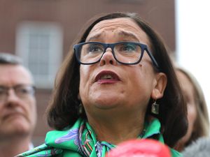 Sinn Fein leader Mary Lou McDonald speaking to the media on Merrion Street