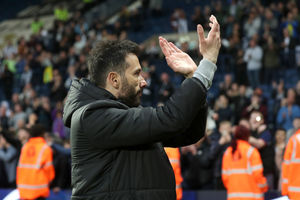 Carlos Corberan applauds the Albion fans (Photo by Adam Fradgley/West Bromwich Albion FC via Getty Images).