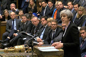 Theresa May addresses MPs in the House of Commons in the aftermath of a terrorist attack in Westminster