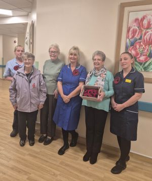 Pictured, from left, Beckie Smith – Health Care Assistant, Chris Bray - LOF, Margaret Bray - LOF, Vanessa Houghton -Registered Nurse, Rona Bache – LOF, and Louise Palmer - Deputy Ward Manager