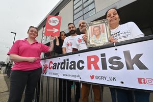 Sarah Cornaby from The Way, Gurpreet Nagra, Kulbir Nagra, Dalbag Nagra and Resham Nagra help to promote the Cardiac risk event