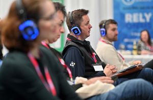 Talks were given using special headphones