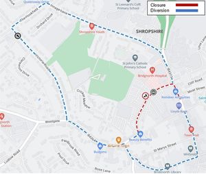 The closure of Old Smithfield Road and North Gate. Photo: Shropshire Council
