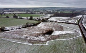 The remains of Little Lyntus Wood, near Lichfield, in January 2021, after trees were felled by HS2