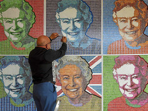 Supporting image for story: 30,000 stamps soaked and sorted into Staffordshire artist's royal masterpiece