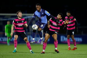 David Davis of Shrewsbury Town and Brandon Hanlan of Wycombe Wanderers (AMA)