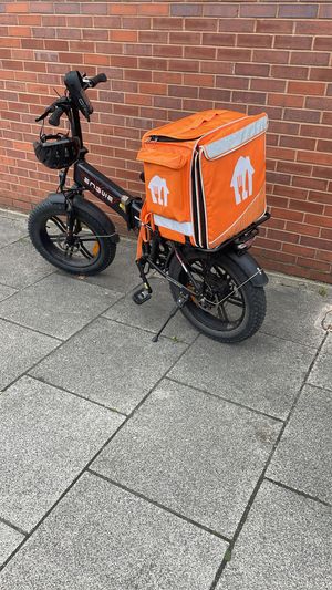 A delivery bike impounded by Staffordshire Police