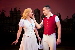 Helen Woolf (Glinda) and Aaron Sidwell (Fiyero). Photo by Matt Crockett