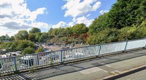 Tromans Industrial Estate wit the canal embankment in the background which will be developed for housing despite concerns about flooding. Picture Google free for LDRS use